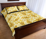 Saxophone cornet pattern yellow background Quilt Bed Set