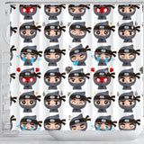 Cute Ninja Design Pattern Shower Curtain Fulfilled In US