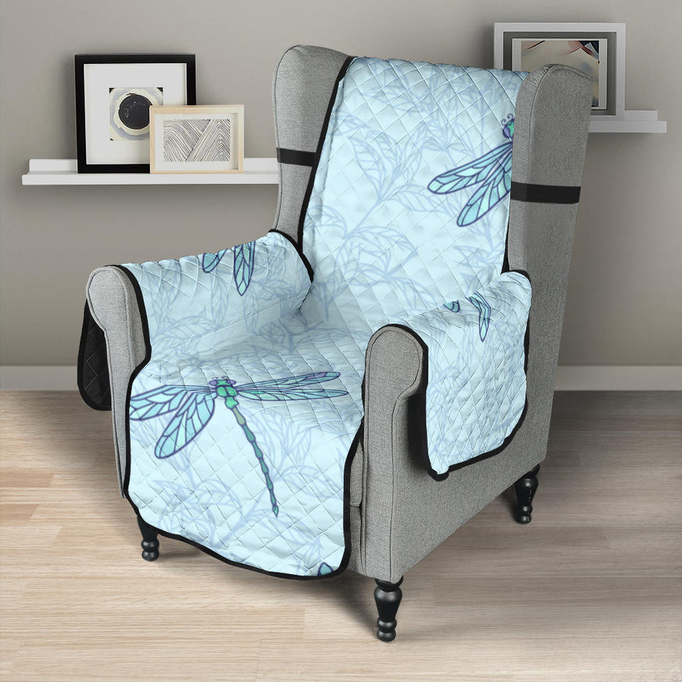 Dragonfly pattern blue background Chair Cover Protector