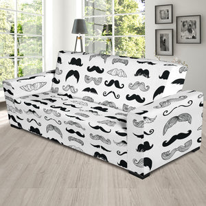 Mustache Beard Pattern Print Design 04 Sofa Slipcover