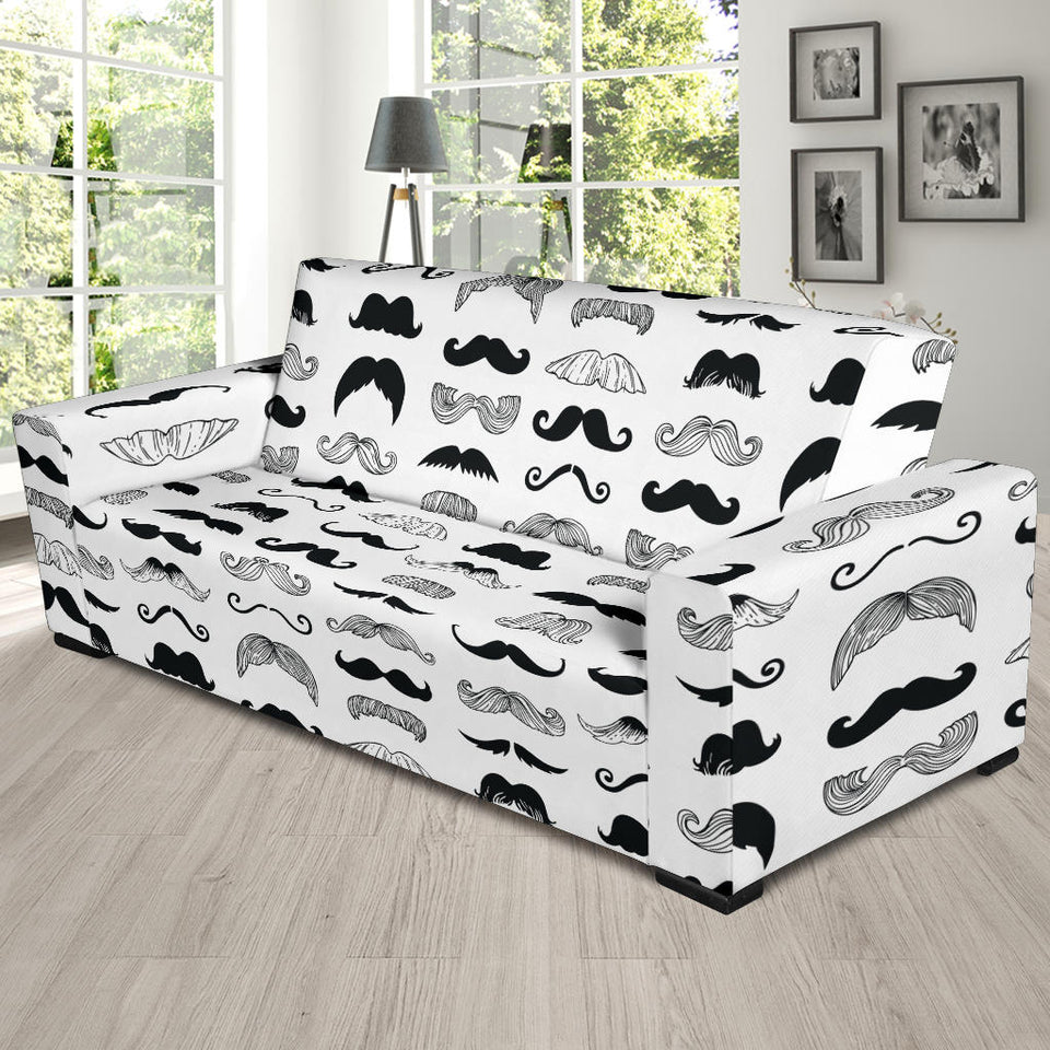 Mustache Beard Pattern Print Design 04 Sofa Slipcover