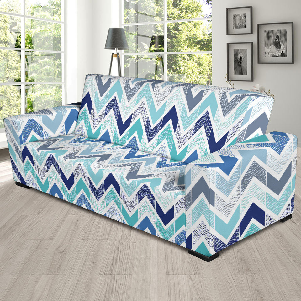 Zigzag  Chevron Blue Pattern Sofa Slipcover
