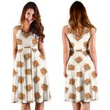 Pancake Pattern Print Design 01 Sleeveless Midi Dress
