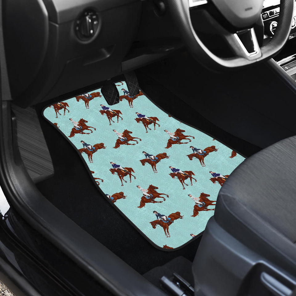 Horses Running Horses Rider Pattern Front Car Mats