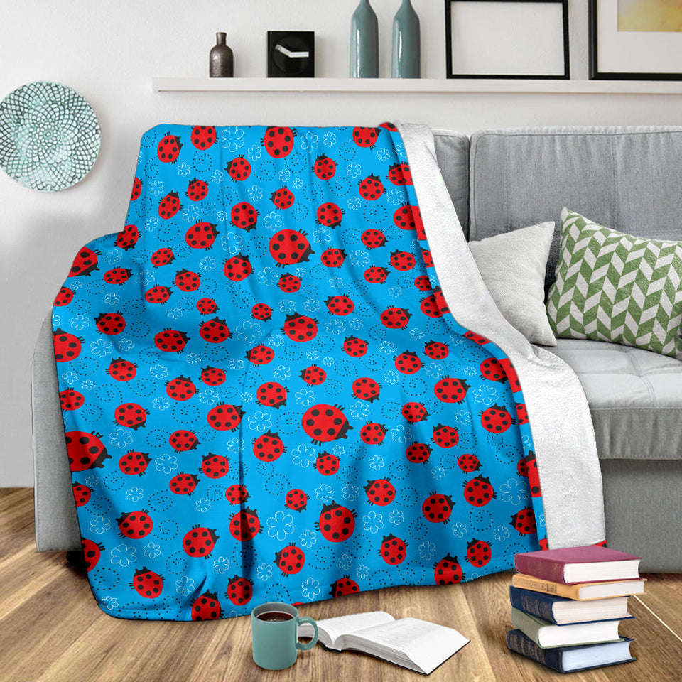 Ladybug Pattern Print Design 02 Premium Blanket