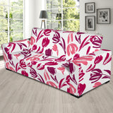 Pink Sketch Tulip Pattern Sofa Slipcover