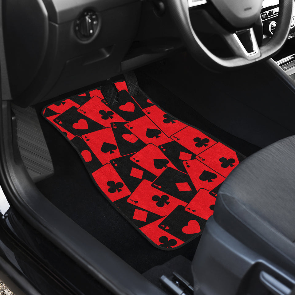 Casino Cards Suits Pattern Print Design 02 Front and Back Car Mats