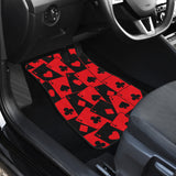Casino Cards Suits Pattern Print Design 02 Front and Back Car Mats