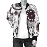 Classic Vintage Clock Pattern Women'S Bomber Jacket