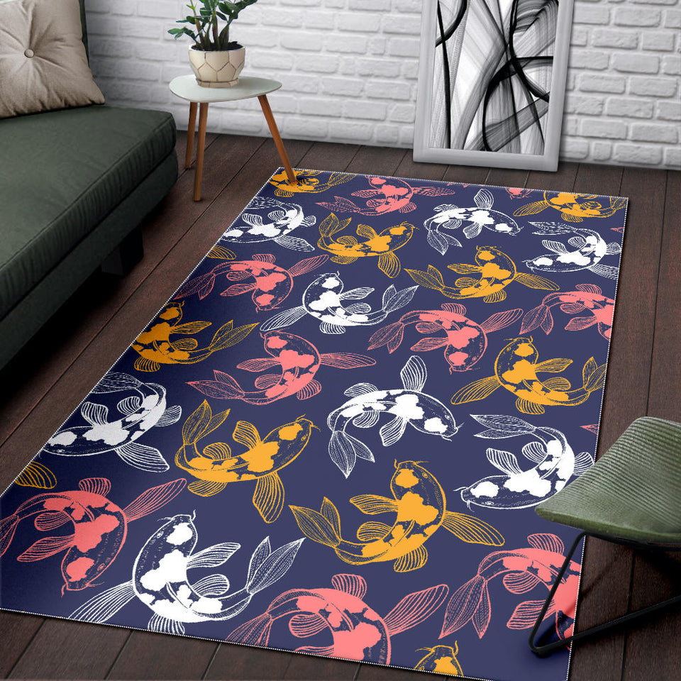 Koi Fish Carp Fish Pattern Area Rug
