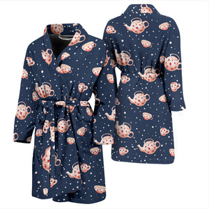 Tea Pots Pattern Print Design 04 Men's Bathrobe