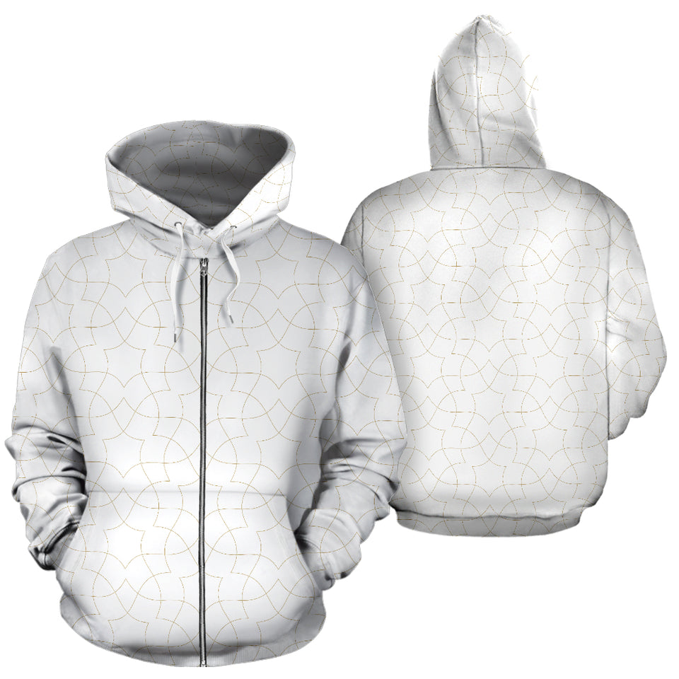 Arabic White Pattern Zip Up Hoodie