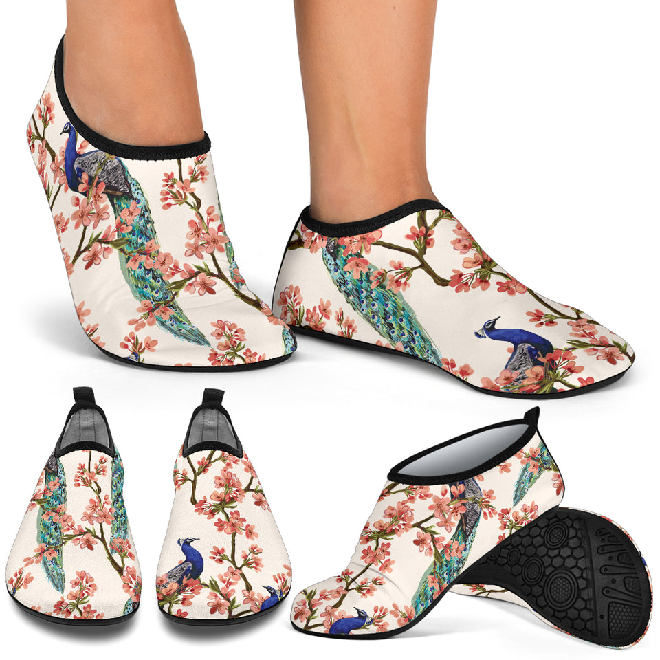 Peacock Tropical Flower Pattern Aqua Shoes