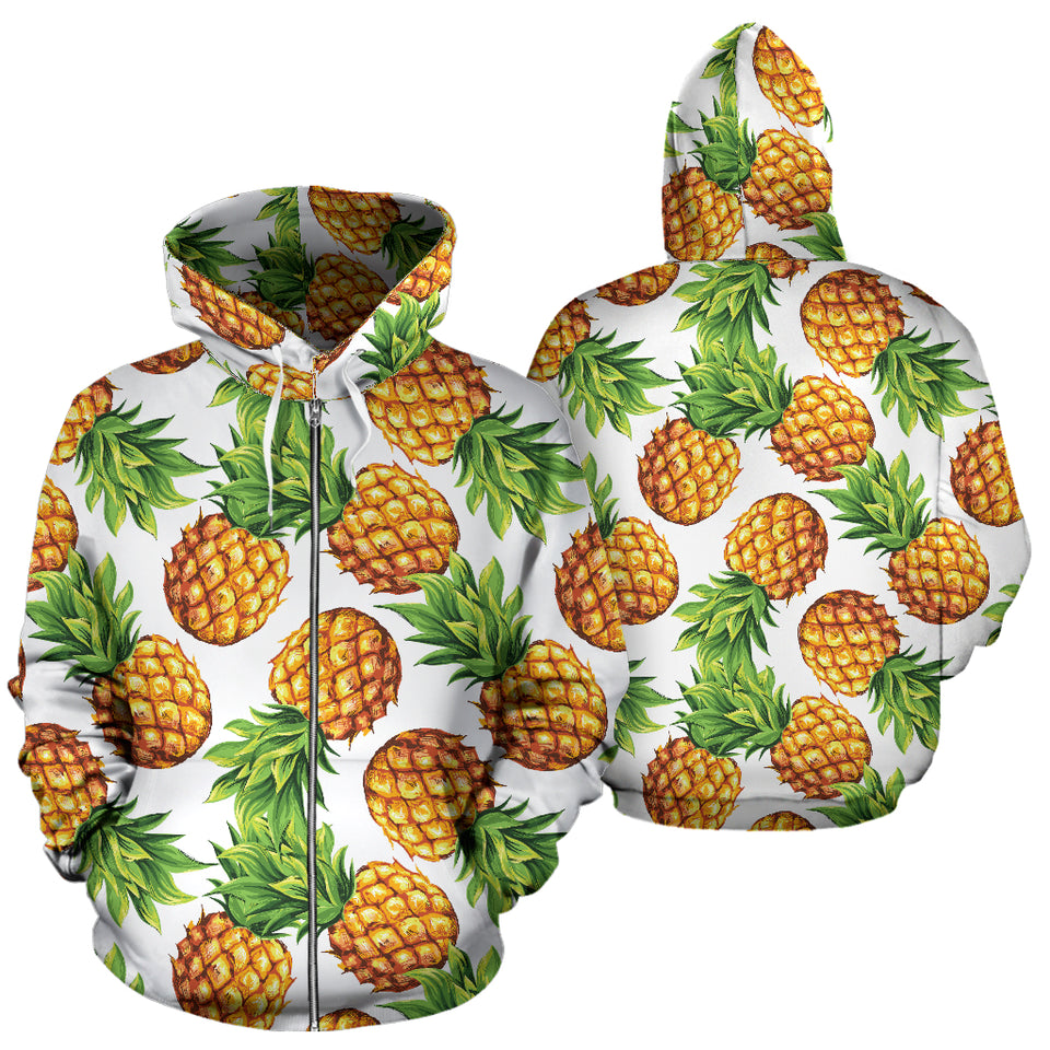 Pineapples Design Pattern Zip Up Hoodie