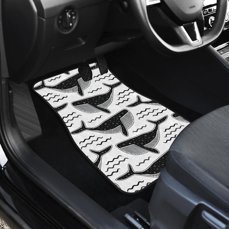 Black Whale Pattern Front And Back Car Mats
