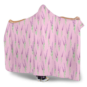 Lavender Pattern Pink Background Hooded Blanket
