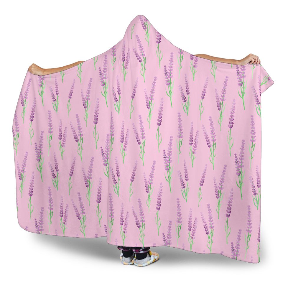 Lavender Pattern Pink Background Hooded Blanket