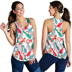 Watercolor bowling pattern Women Racerback Tank Top