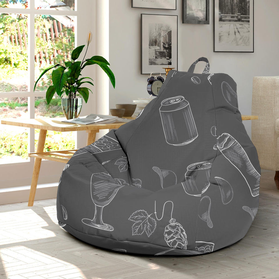 Beer Hand Drawn Pattern Bean Bag Cover
