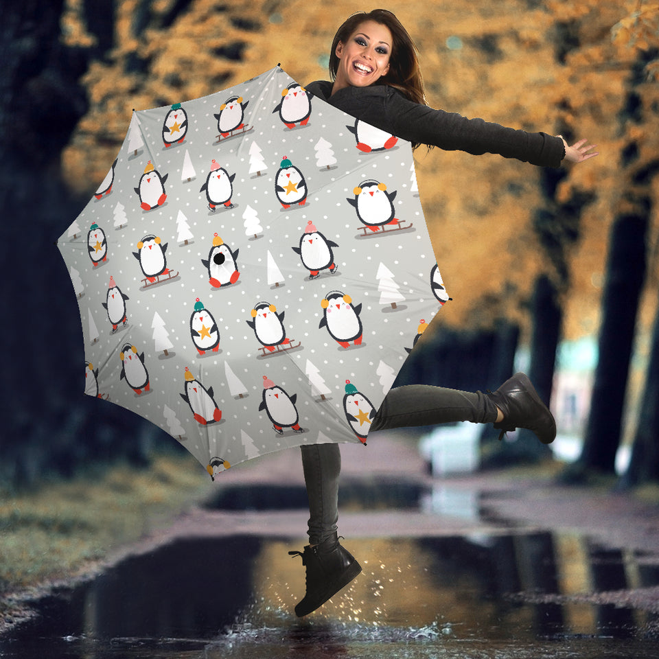 Cute Penguin Christmas Pattern Umbrella