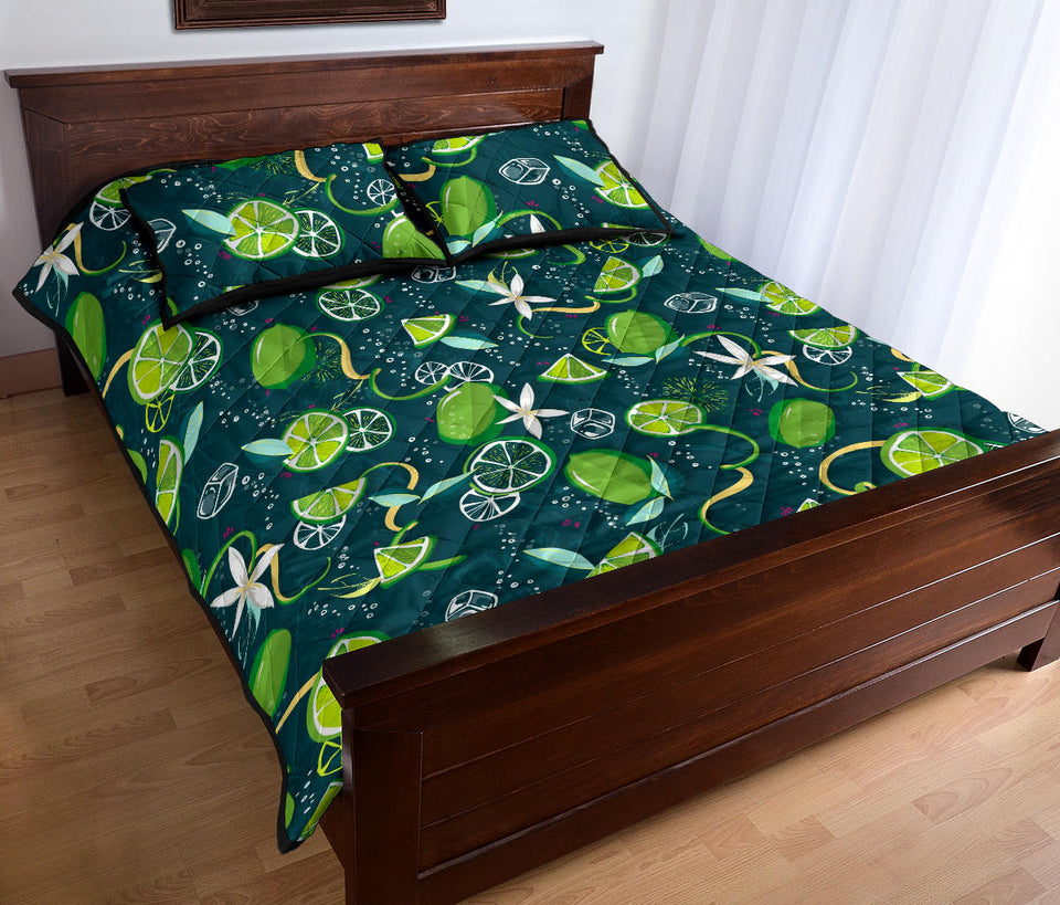 Lime ice flower pattern Quilt Bed Set