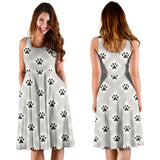 Dog Paws Pattern Print Design 03 Sleeveless Midi Dress
