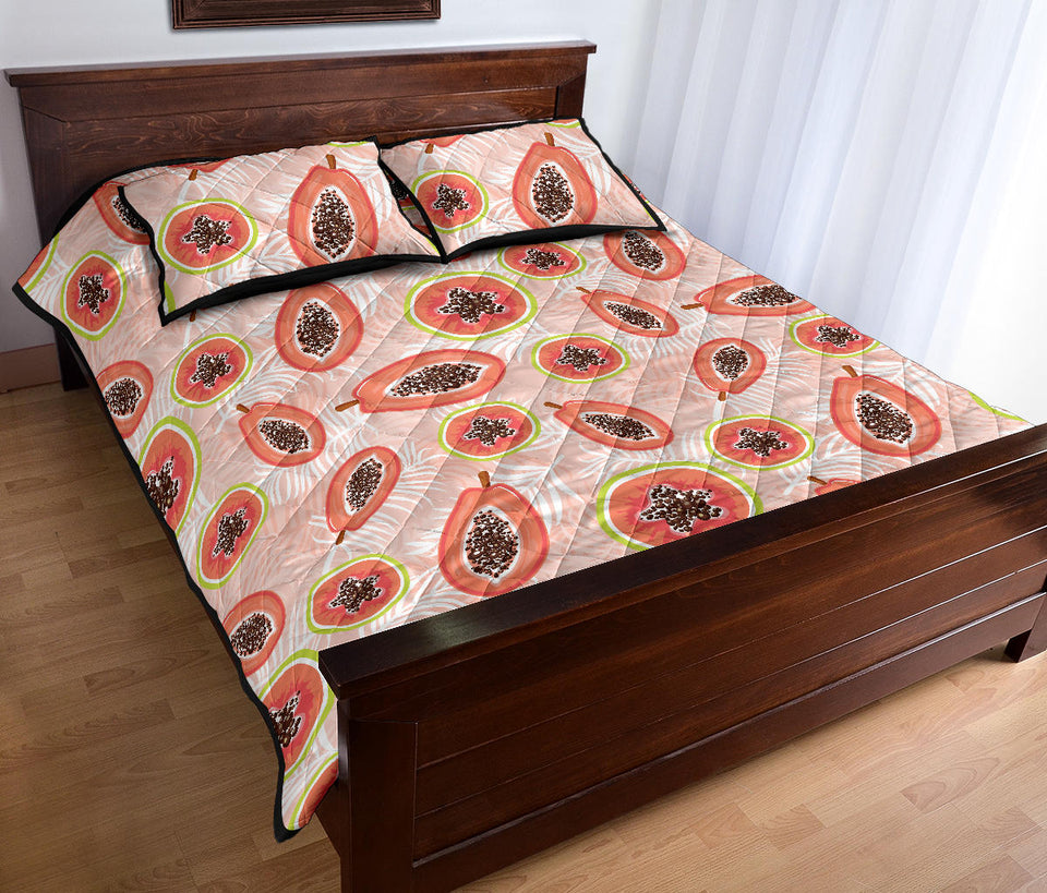 papaya leaves pattern Quilt Bed Set