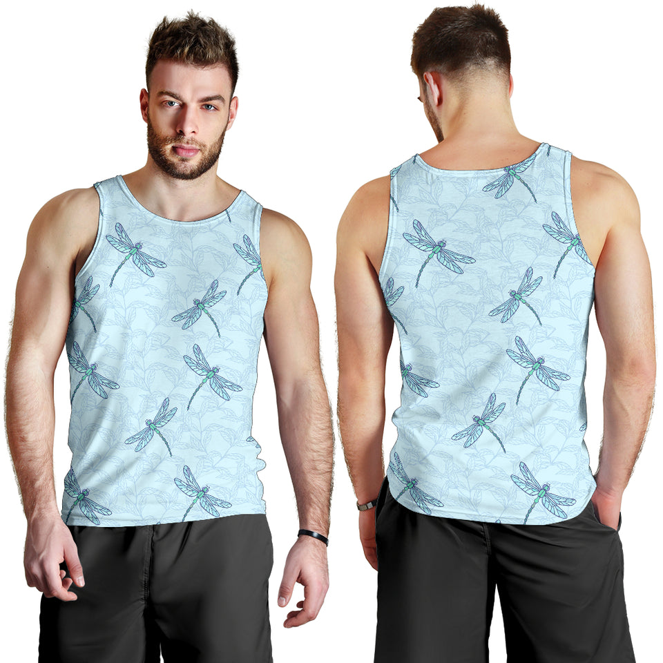 Dragonfly pattern blue background Men Tank Top