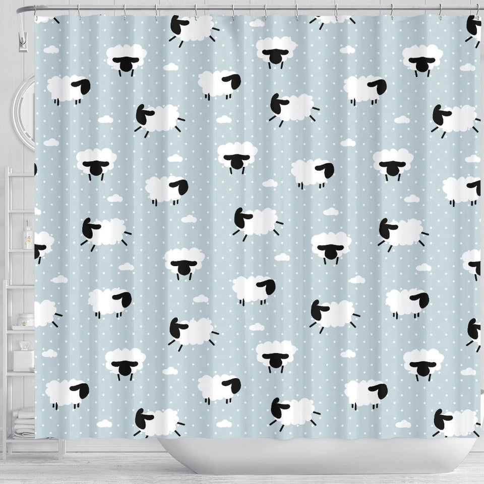 Sheep Polka Dot Cloud Pattern Shower Curtain Fulfilled In US