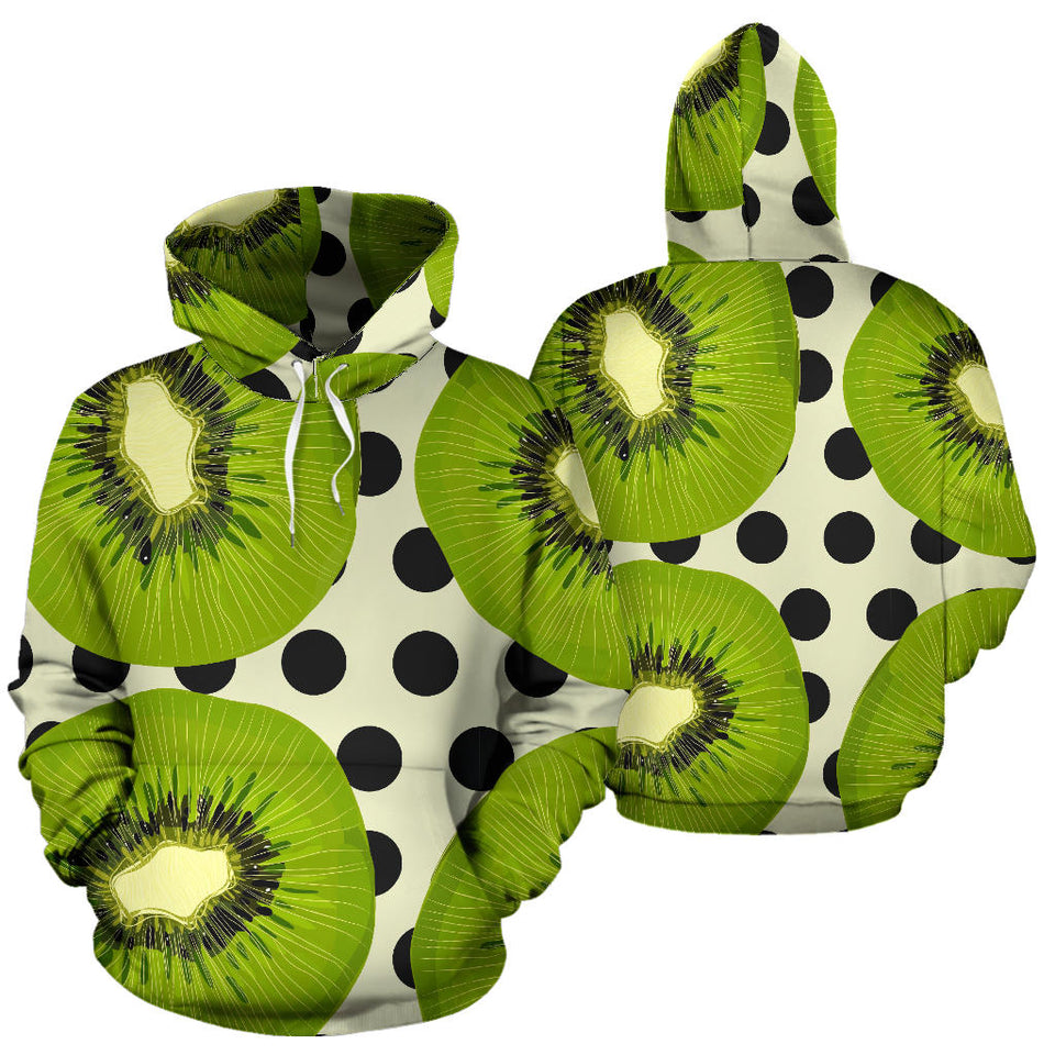 Kiwi Black Dot Background Men Women Pullover Hoodie