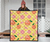 Grapefruit Yellow Background Premium Quilt