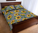 sunflowers ribbon background Quilt Bed Set