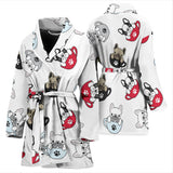 French Bulldog Cup Paw Pattern Women'S Bathrobe