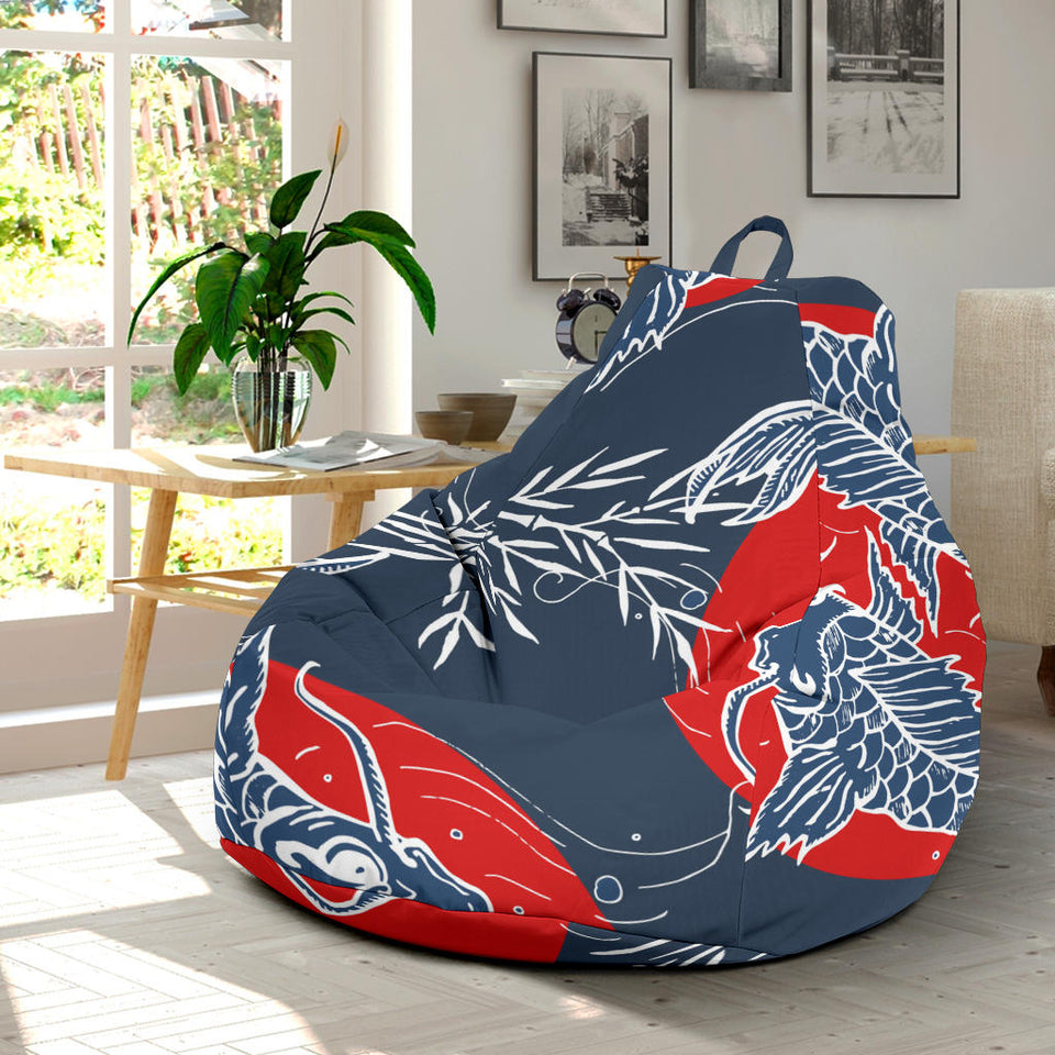 Koi Fish Carp Fishs Hand Drawn Japanese Art Bean Bag Cover