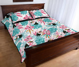 Toucan tropical flower leave pattern Quilt Bed Set