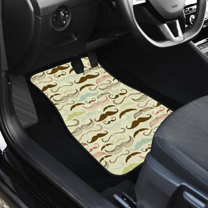Mustache Beard Pattern Print Design 01 Front and Back Car Mats
