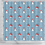Cute Penguin Christmas Snow Pattern Shower Curtain Fulfilled In US