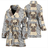 Happy Pug Pattern Women'S Bathrobe