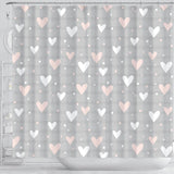 Heart Pattern Gray Background Shower Curtain Fulfilled In US