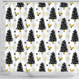 Christmas Tree Holly Snow Star Pattern Shower Curtain Fulfilled In US