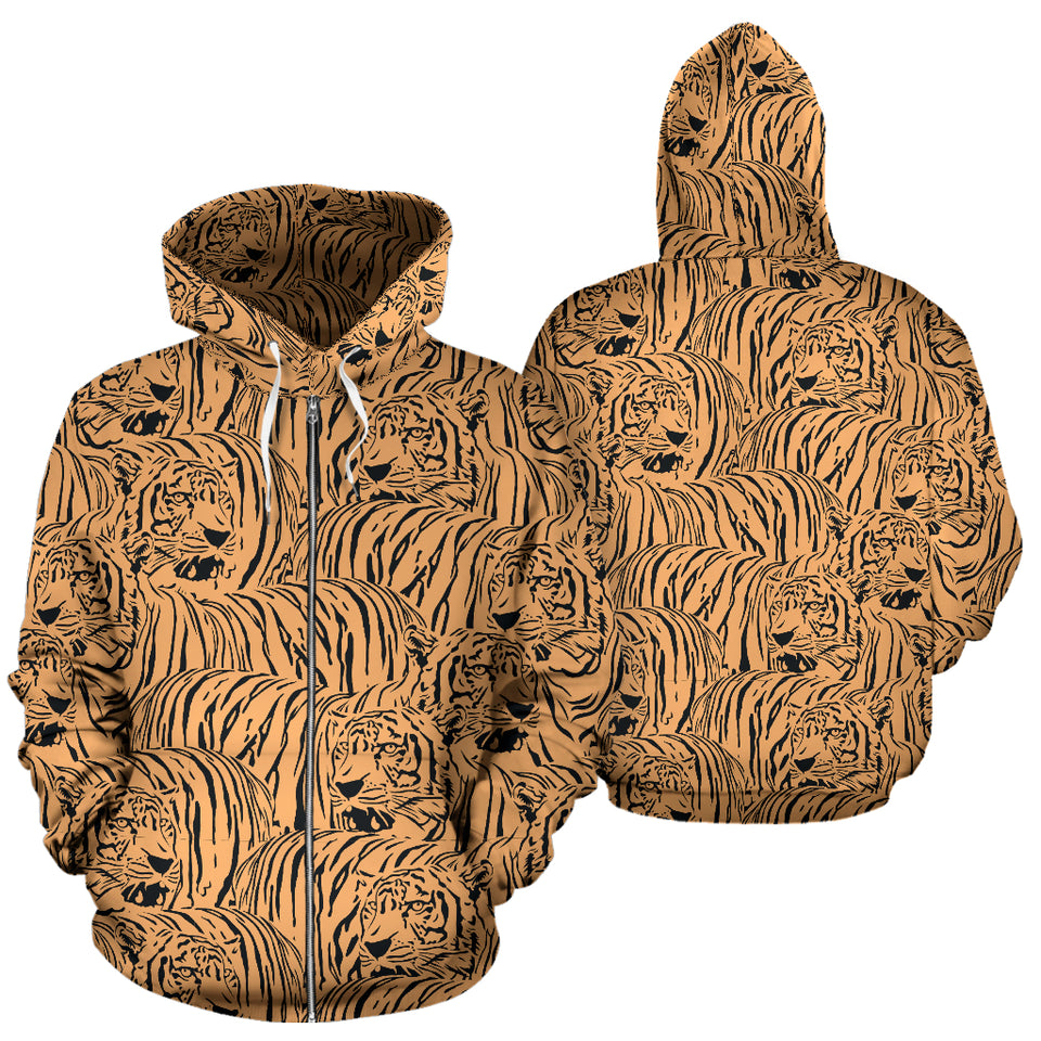 Bengal Tigers Pattern Zip Up Hoodie