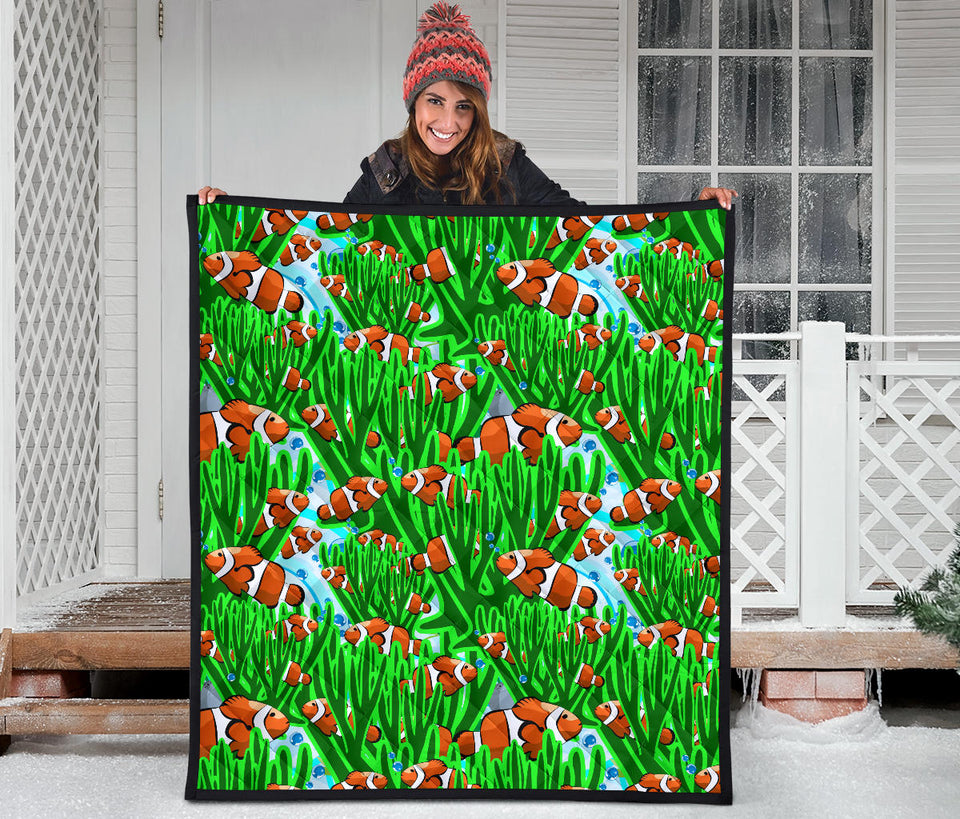 Clown Fish Pattern Print Design 01 Premium Quilt