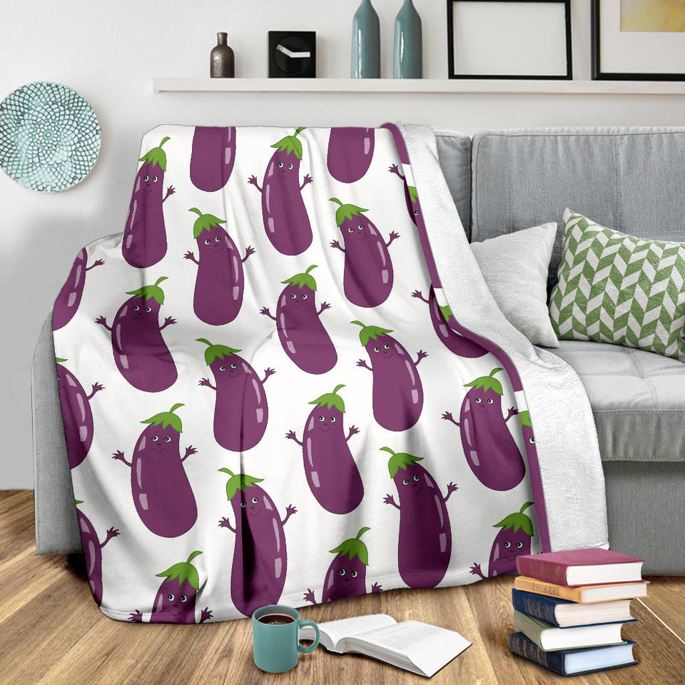 Eggplant Pattern Print Design 01 Premium Blanket