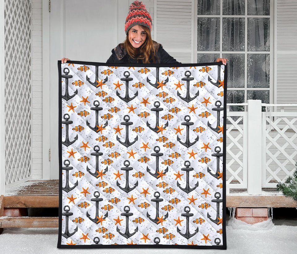 Clown Fish Pattern Print Design 02 Premium Quilt