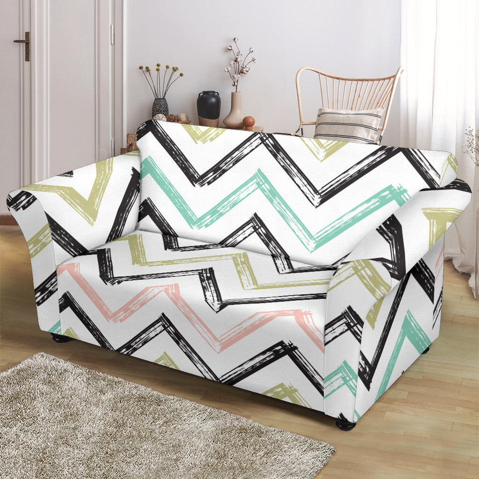 Zigzag  Chevron Paint Pattern Loveseat Couch Slipcover