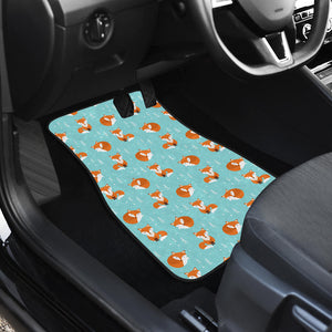 Fox Pattern Blue B Ackground Front Car Mats