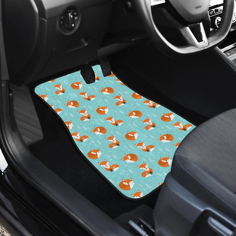 Fox Pattern Blue B Ackground Front Car Mats