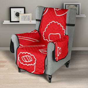 sushi pattern red background Chair Cover Protector