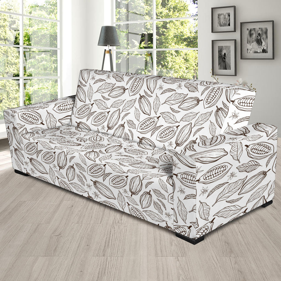 Cocoa Beans Leaves Pattern Sofa Slipcover