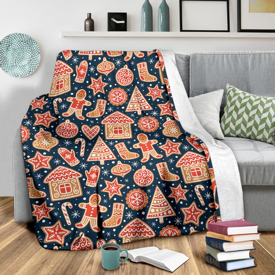 Christmas Gingerbread Cookie Pattern Premium Blanket
